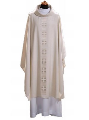 Cream Embroidered Chasuble W7042