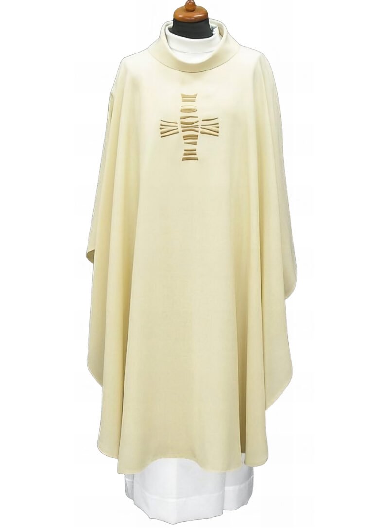 Cream Embroidered Chasuble W7046