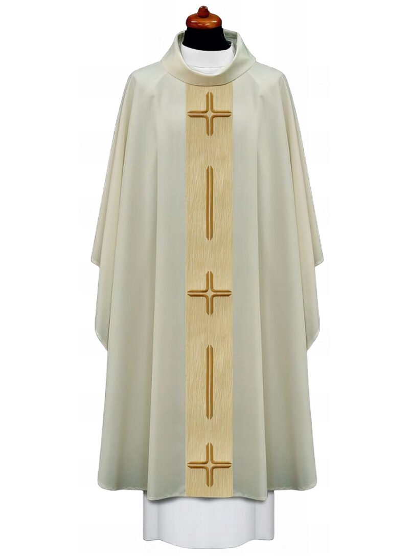 Cream Embroidered Chasuble W7051