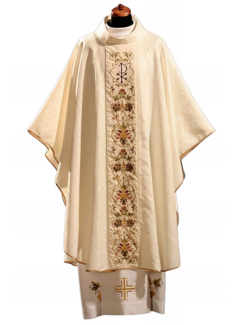 Cream Embroidered Chasuble W7053