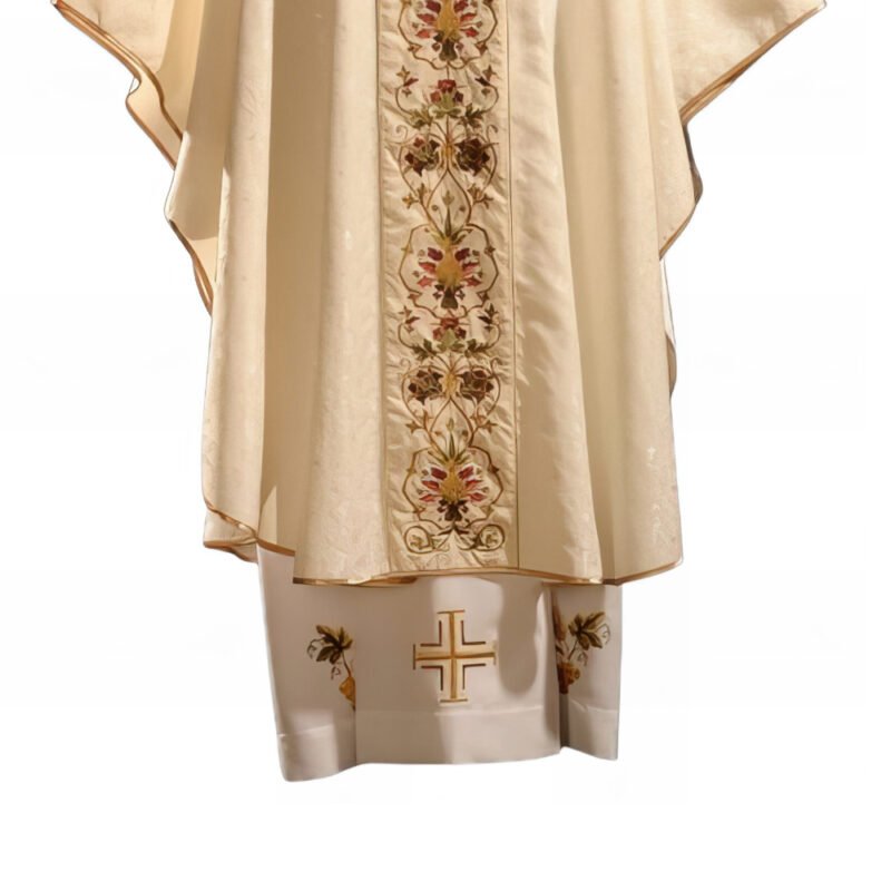 Cream Embroidered Chasuble W70532