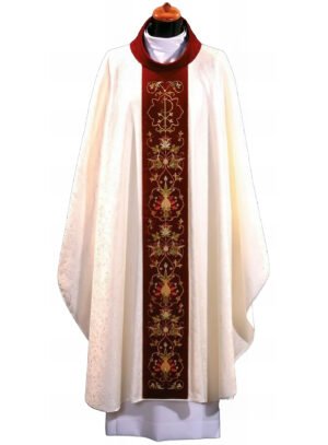 Cream Embroidered Chasuble W7054