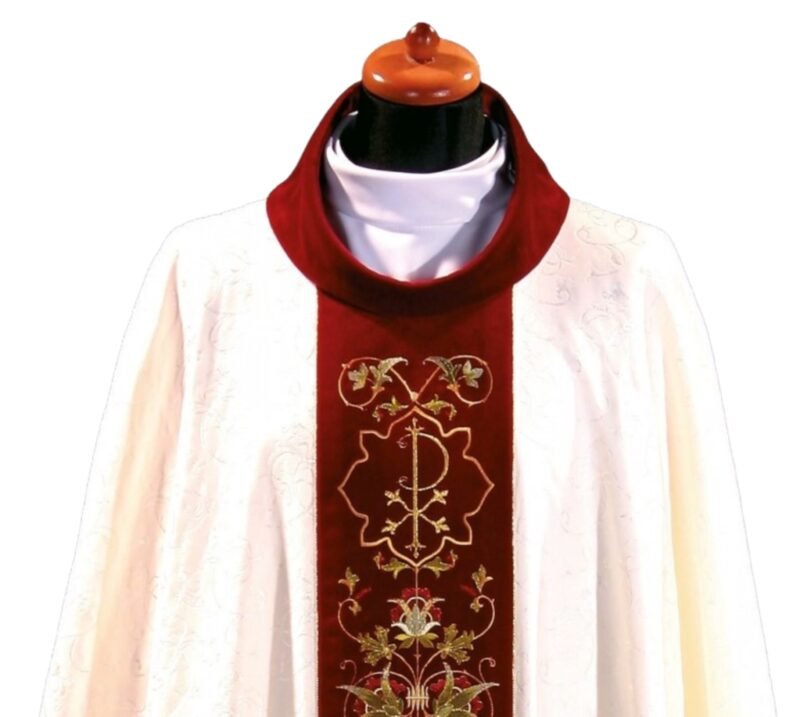 Cream Embroidered Chasuble W70541