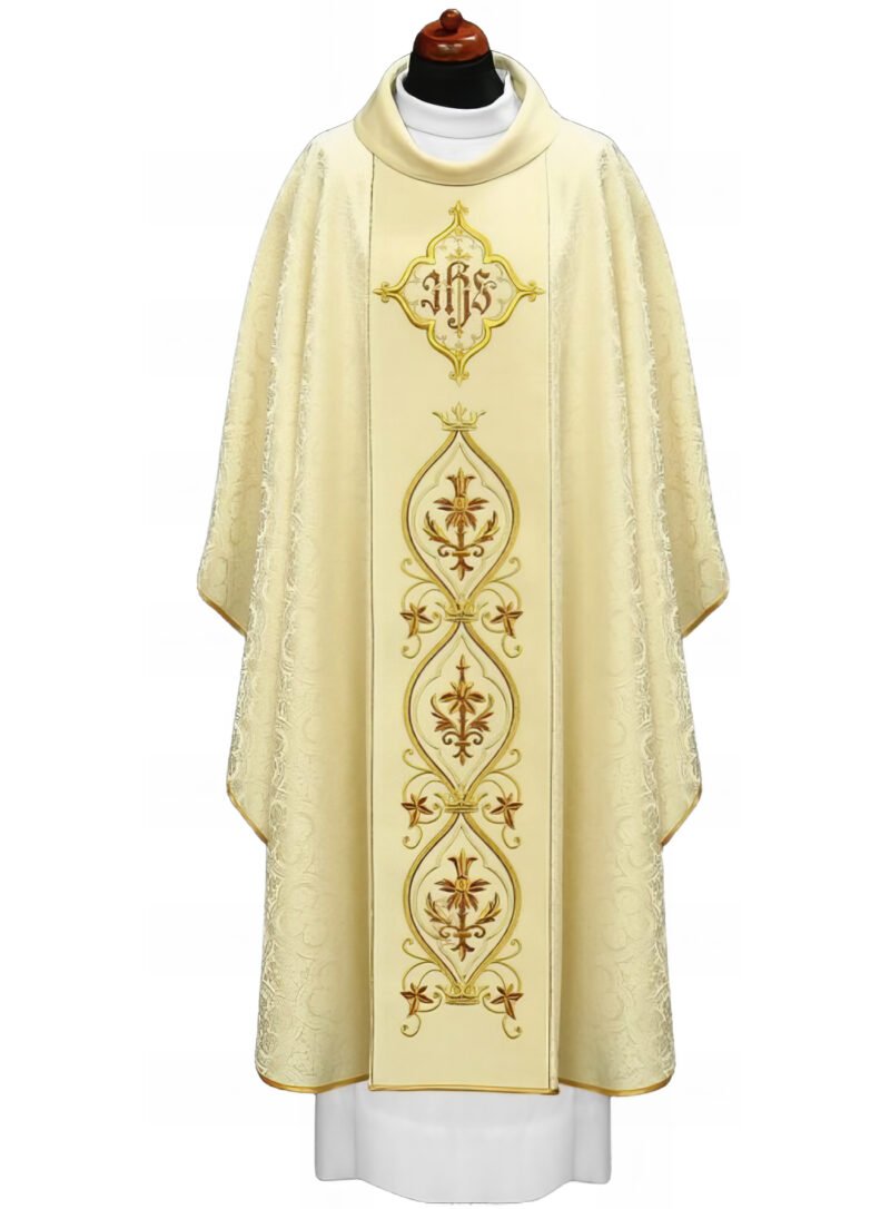Cream Embroidered Chasuble W7055