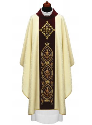 Cream Embroidered Chasuble W7056
