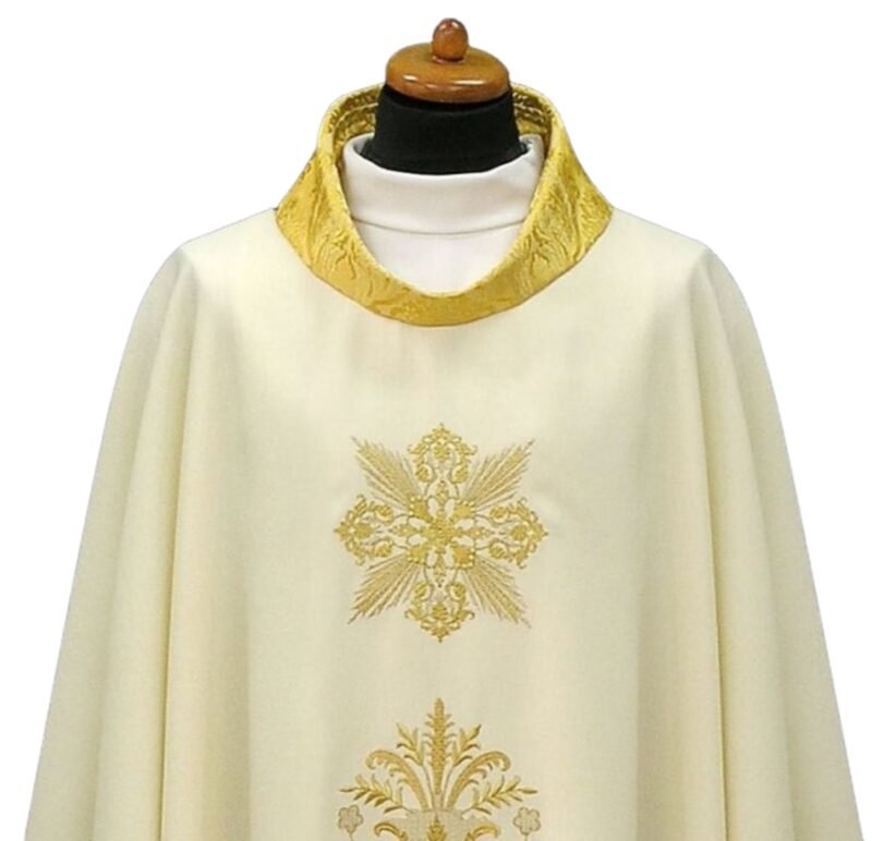 Cream Embroidered Chasuble W70582