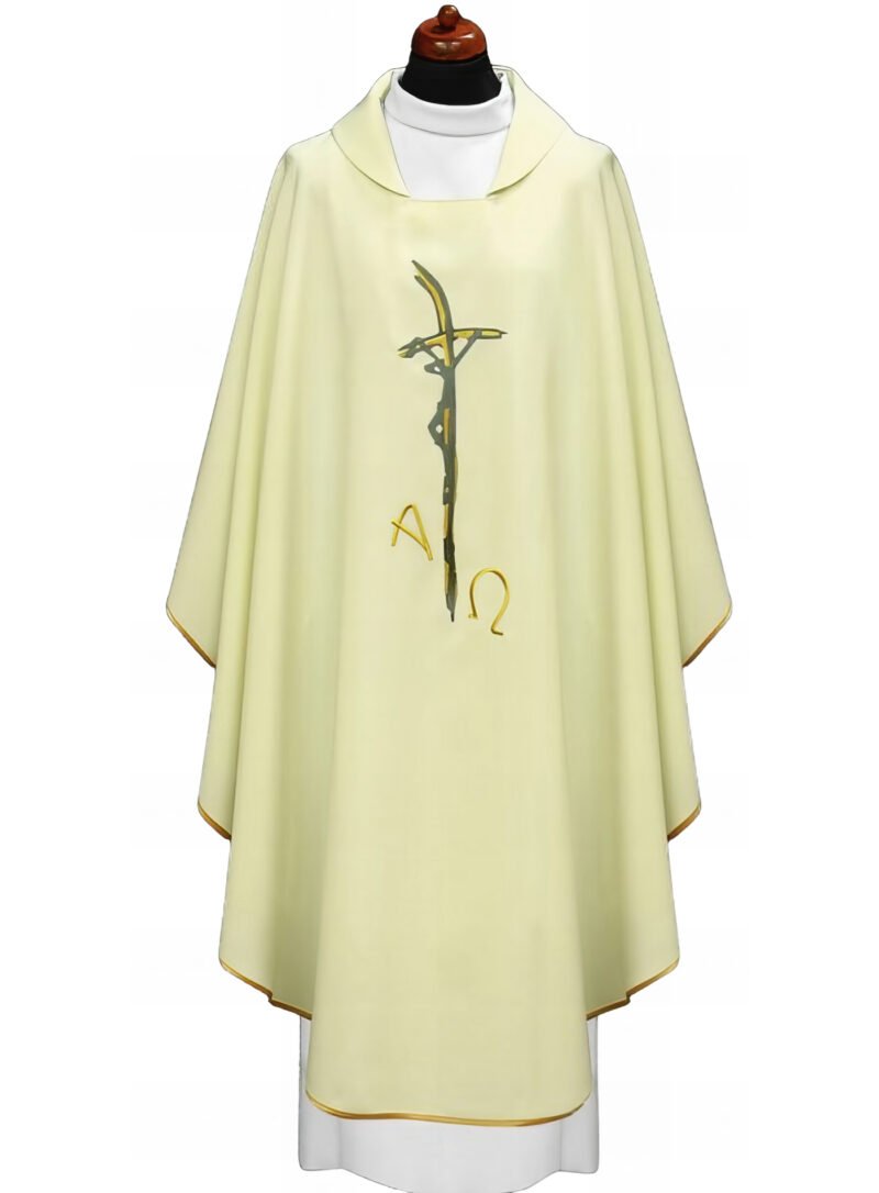Cream Embroidered Chasuble W7059