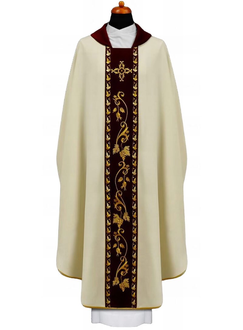 Cream Embroidered Chasuble W7064