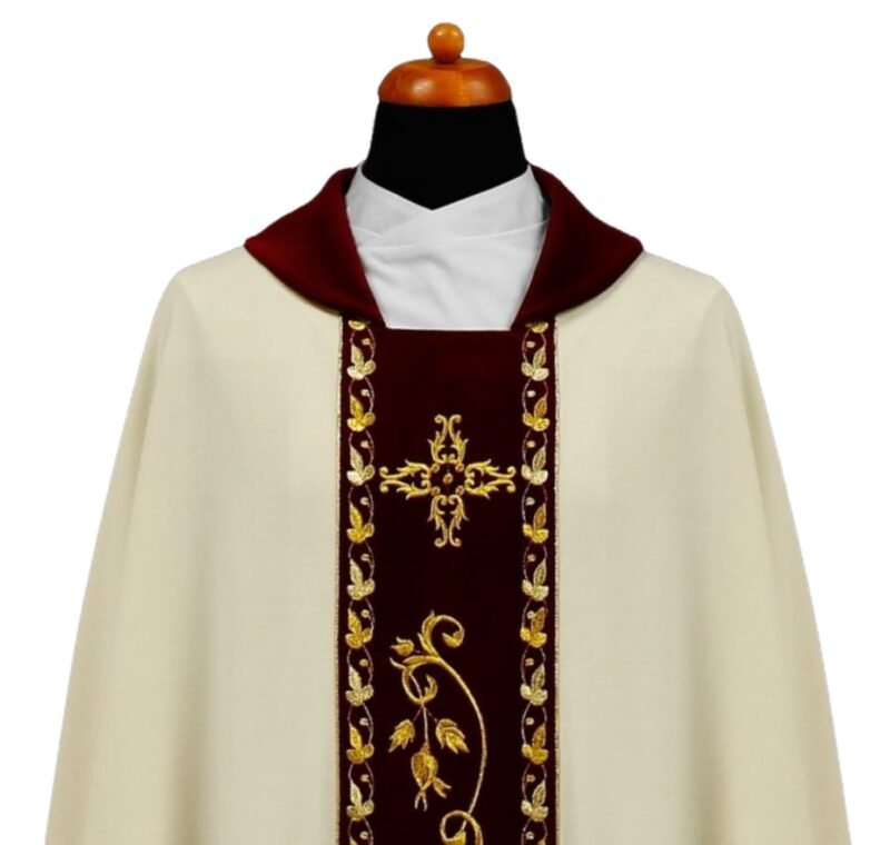 Cream Embroidered Chasuble W7064Cream Embroidered Chasuble W70641