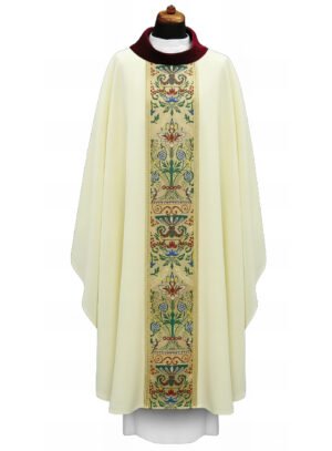 Cream Embroidered Chasuble W7065