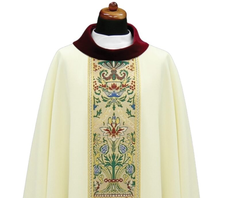 Cream Embroidered Chasuble W70662