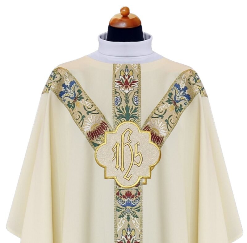 Cream Embroidered Chasuble W70671