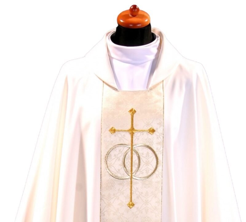 Cream Embroidered Chasuble W70681