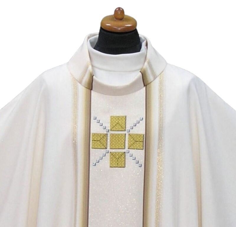 Cream Embroidered Chasuble W70711