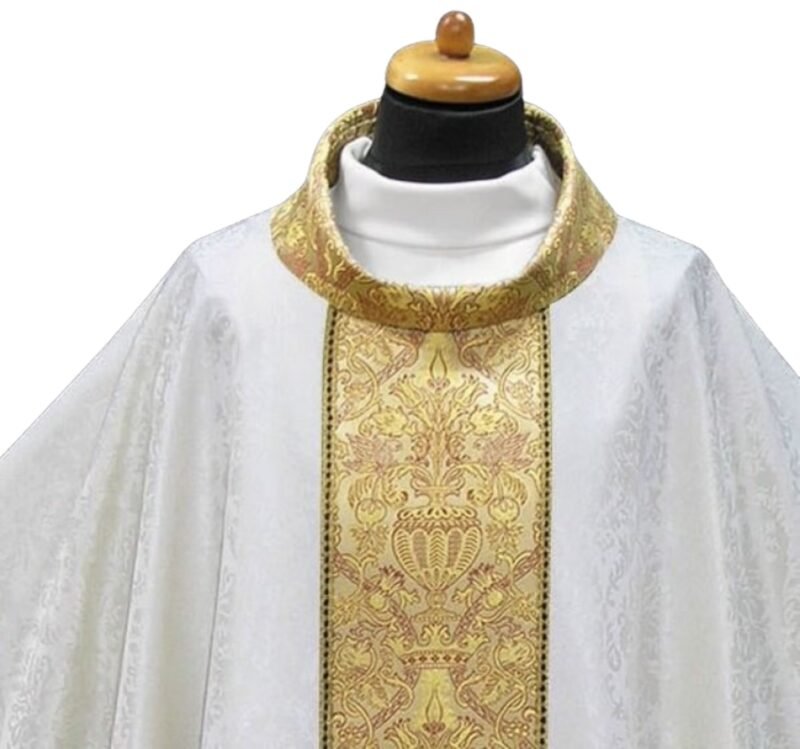 Cream Embroidered Chasuble W70741