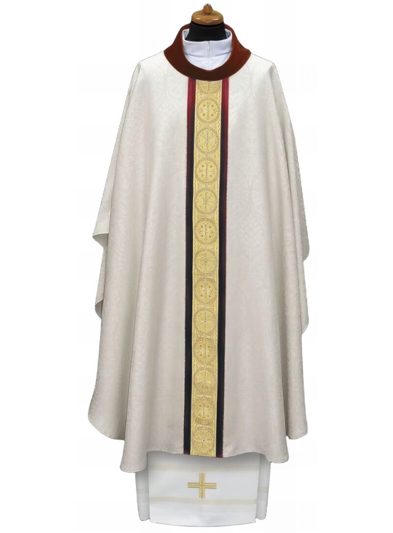 Cream Embroidered Chasuble W7075