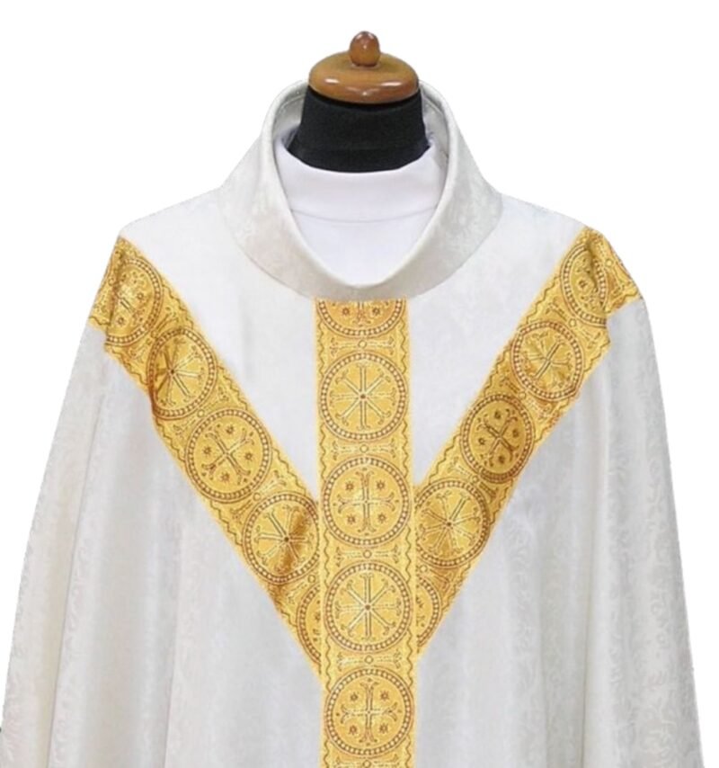 Cream Embroidered Chasuble W70761
