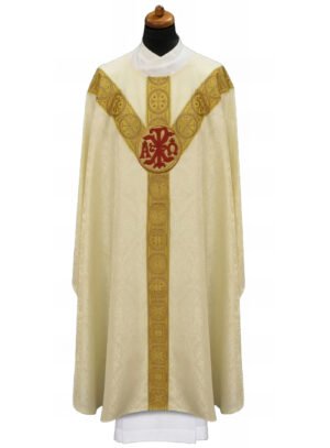 Cream Embroidered Chasuble W7077