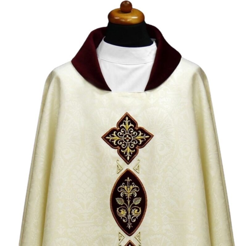 Cream Embroidered Chasuble W70781