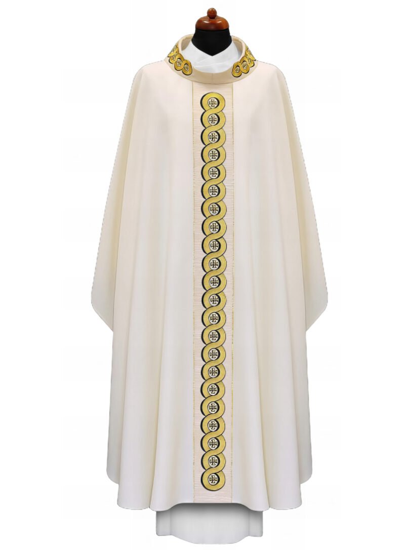 Cream Embroidered Chasuble W7083