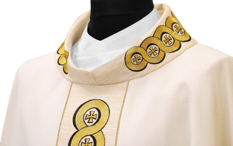 Cream Embroidered Chasuble W70831