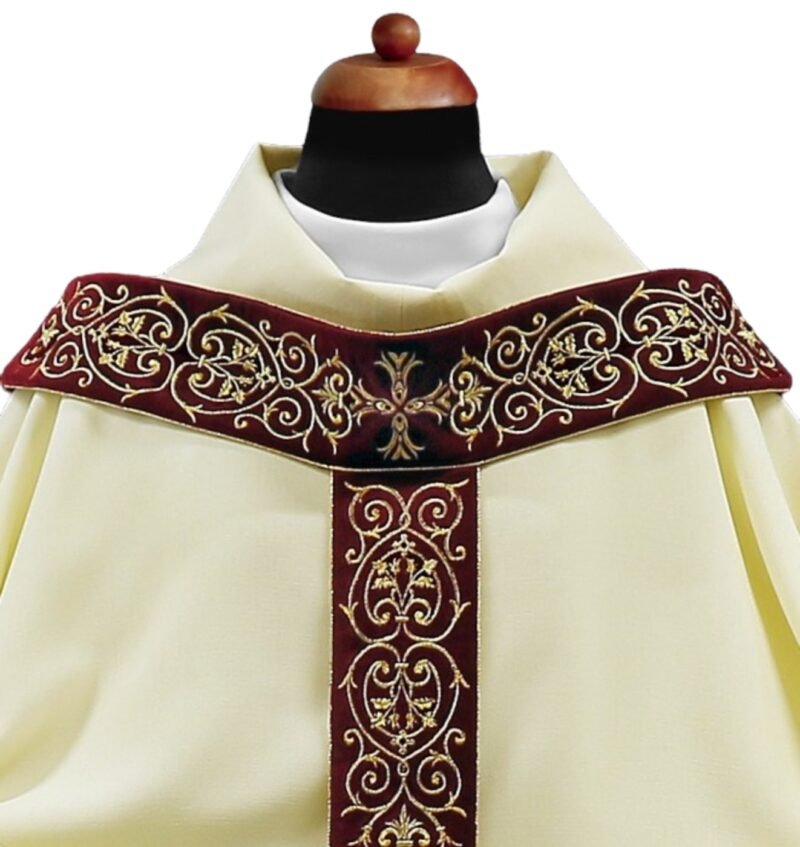 Cream Embroidered Chasuble W70841