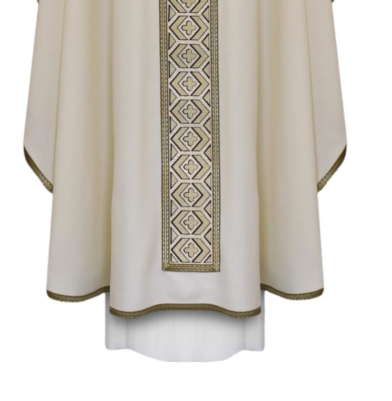 Cream Embroidered Chasuble W70871