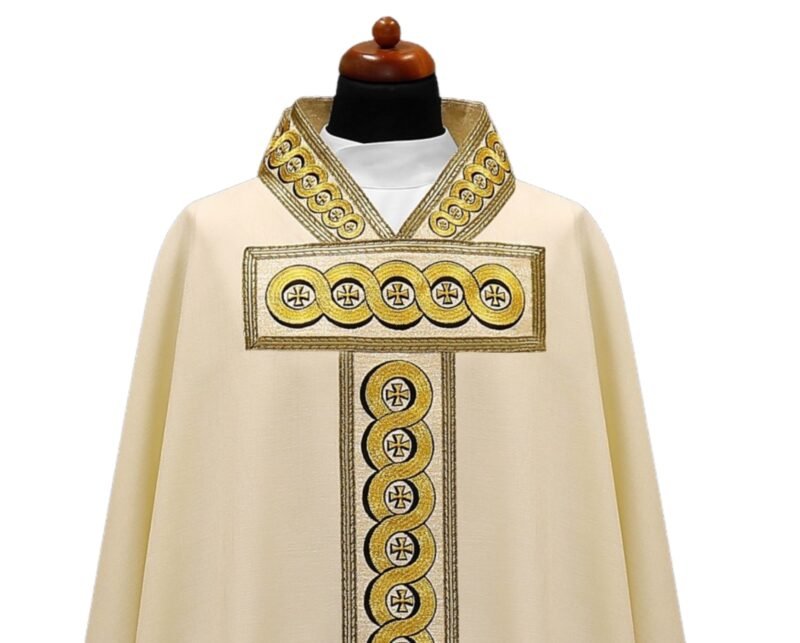 Cream Embroidered Chasuble W70891