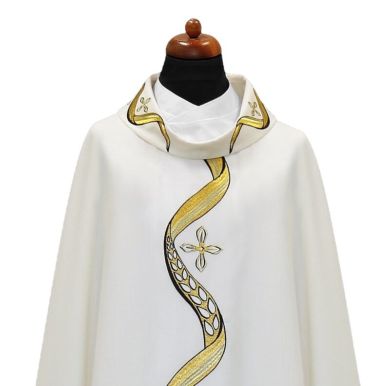 Cream Embroidered Chasuble W70911
