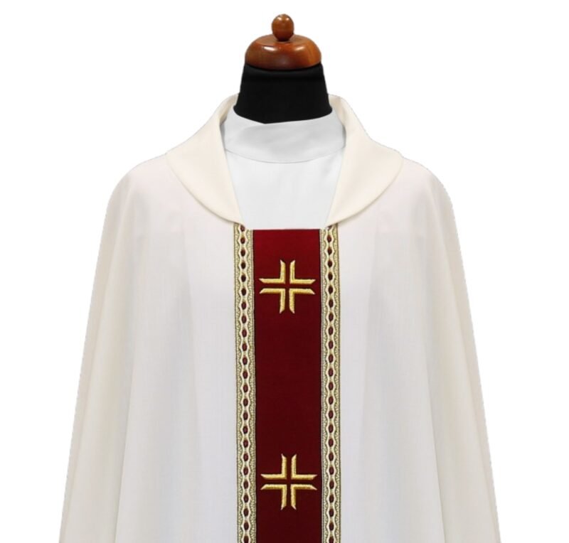 Cream Embroidered Chasuble W70922