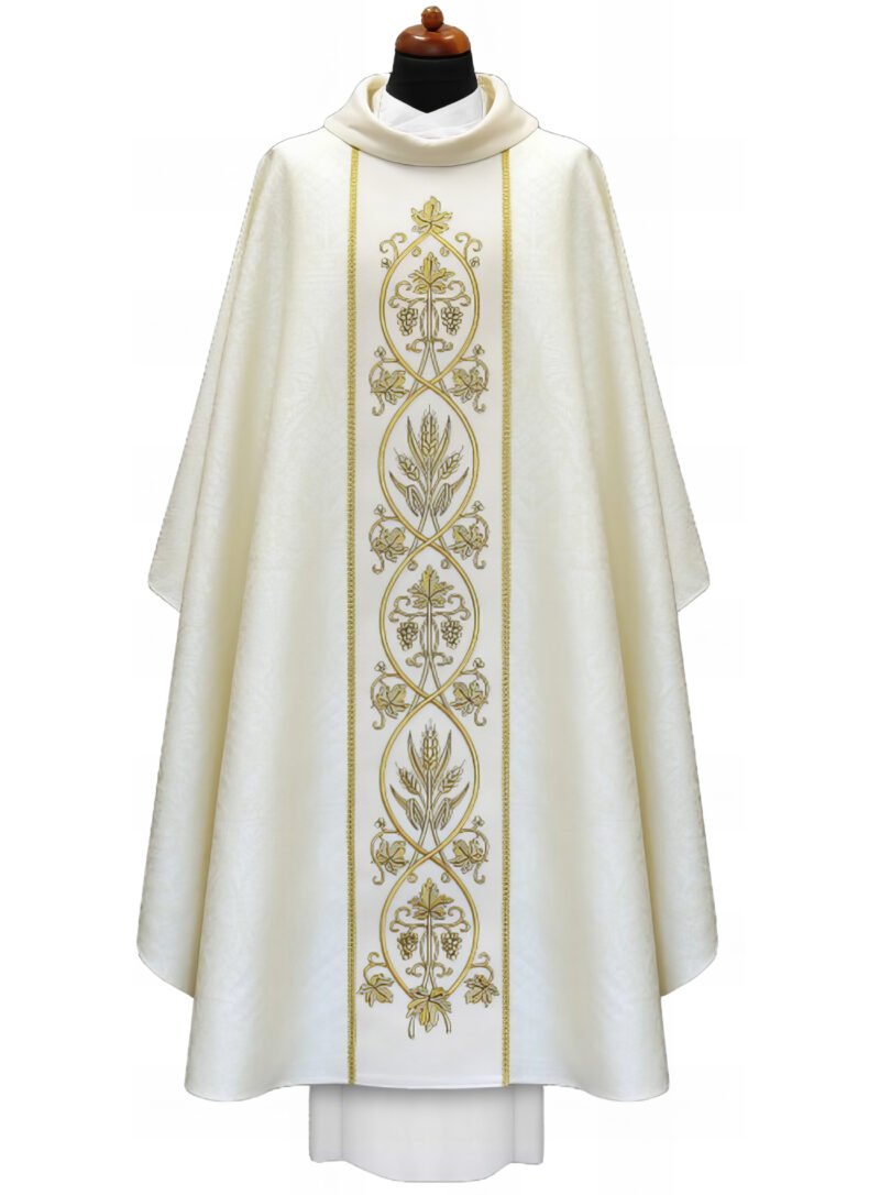 Cream Embroidered Chasuble W7093