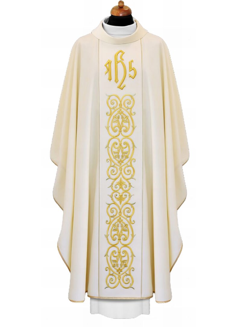 Cream Embroidered Chasuble W7100
