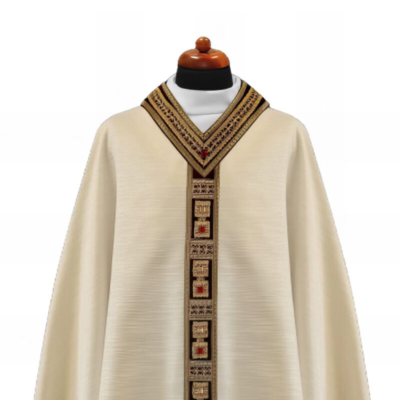 Cream Embroidered Chasuble W71041