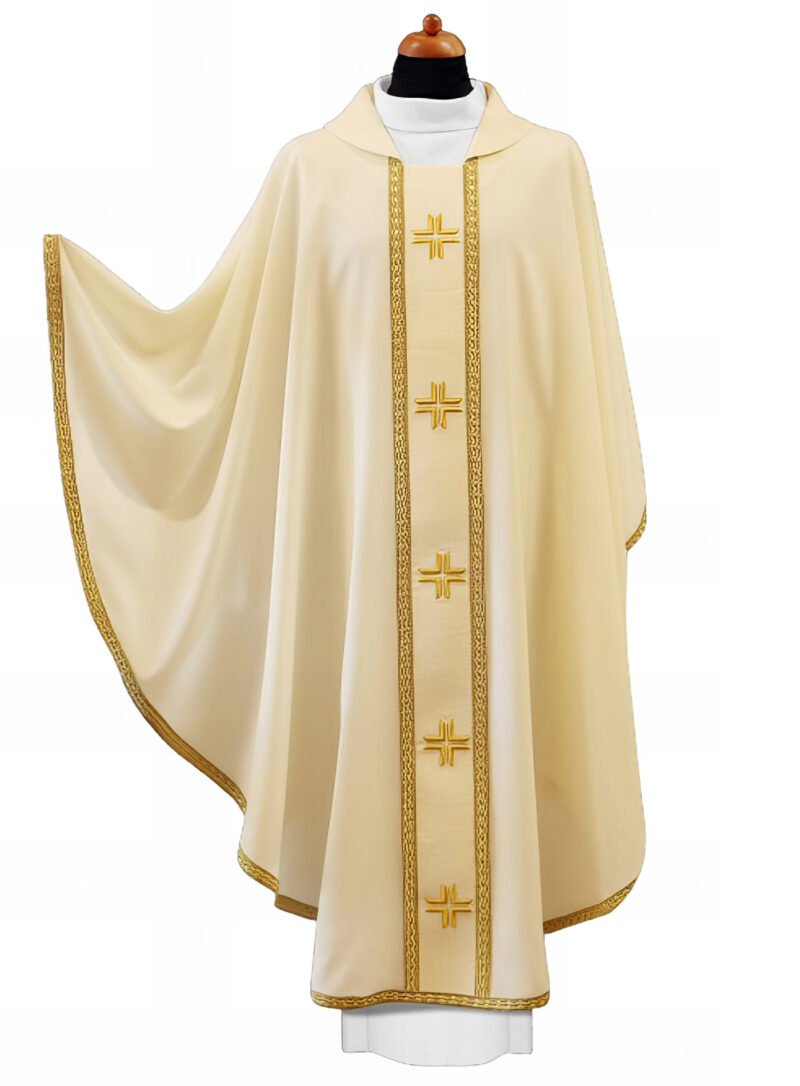 Cream Embroidered Chasuble W7105