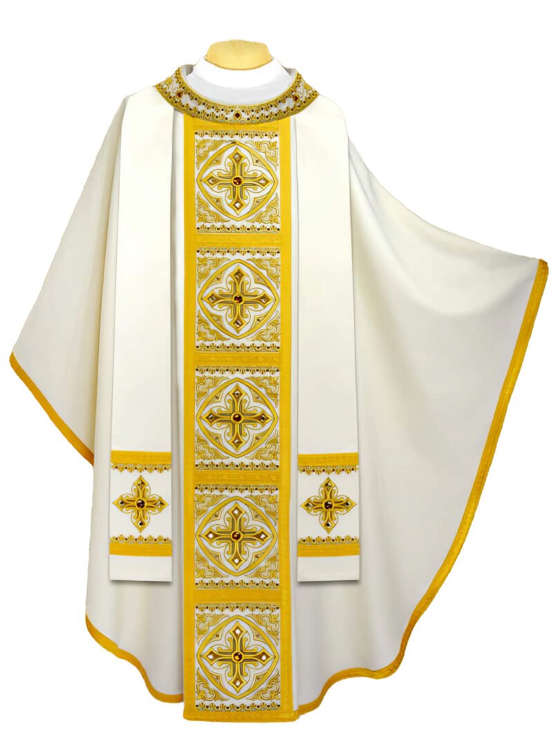 Ecru Embroidered Chasuble W7181