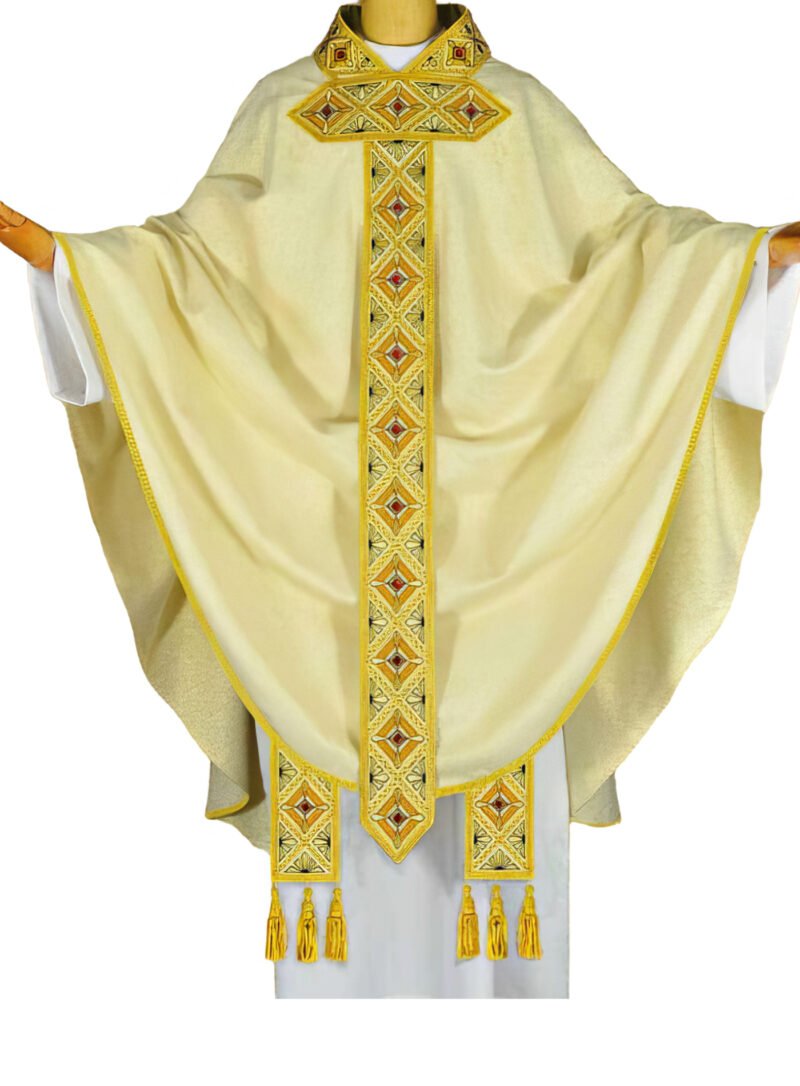 Ecru Embroidered Chasuble W7183