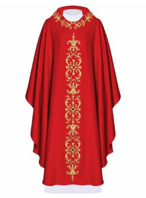Red chasuble with stones 1303