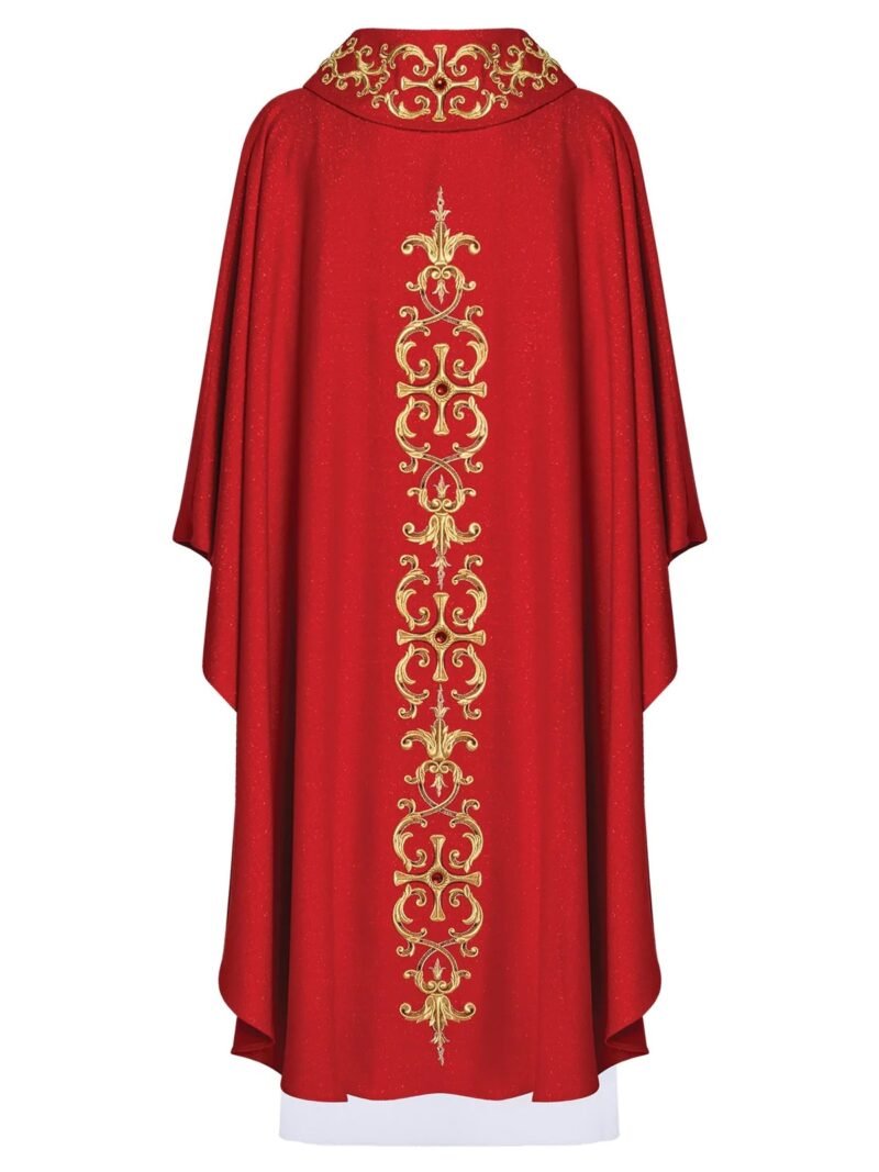 Red chasuble with stones 13031