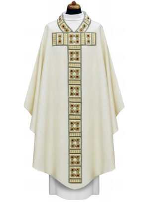White Embroidered Chasuble W7002