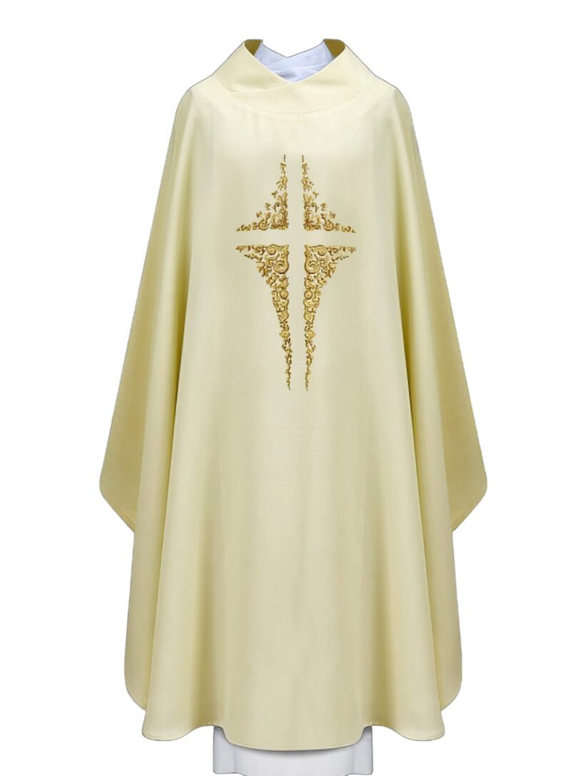 White Embroidered Chasuble W7037