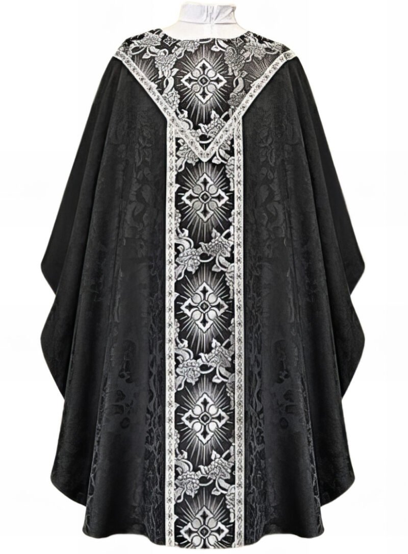 Black Embroidered Chasuble BE05002