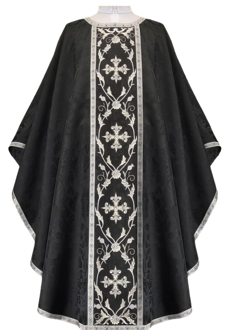 Black Embroidered Chasuble BE05003