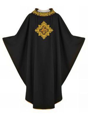 Black Embroidered Chasuble BE05006