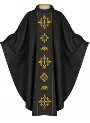 Black Embroidered Chasuble BE05007