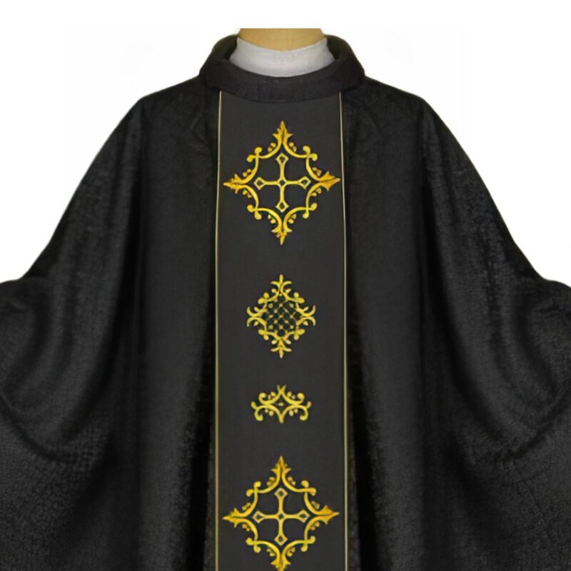 Black Embroidered Chasuble BE050071