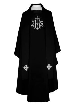 Black Embroidered Chasuble BE05009