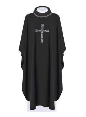 Black Embroidered Chasuble BE05010