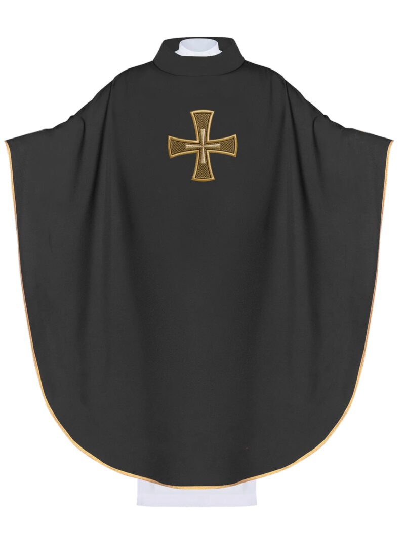 Black Embroidered Chasuble BE05011