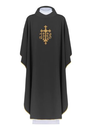 Black Embroidered Chasuble BE05012