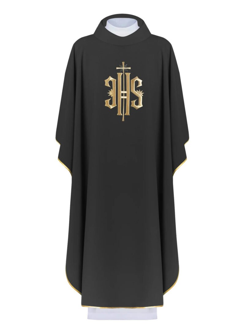 Black Embroidered Chasuble BE05013